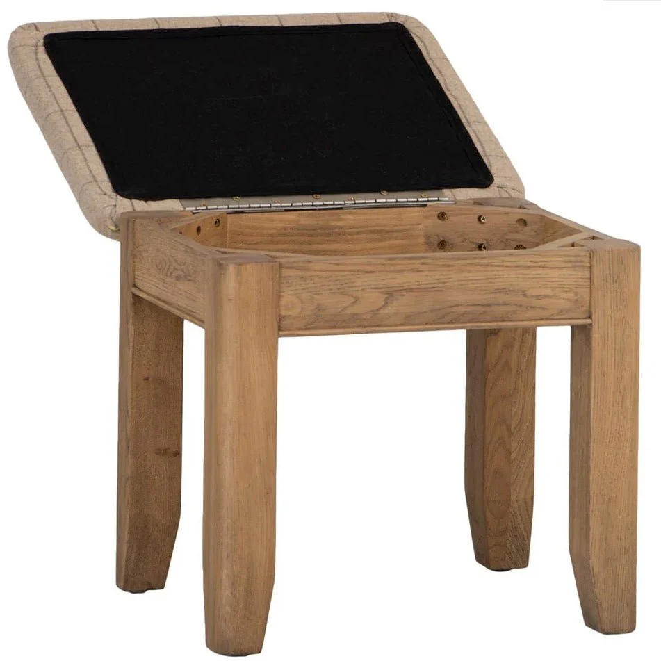 Rusper Oak Flip Top Dressing Table Stool - Image 4