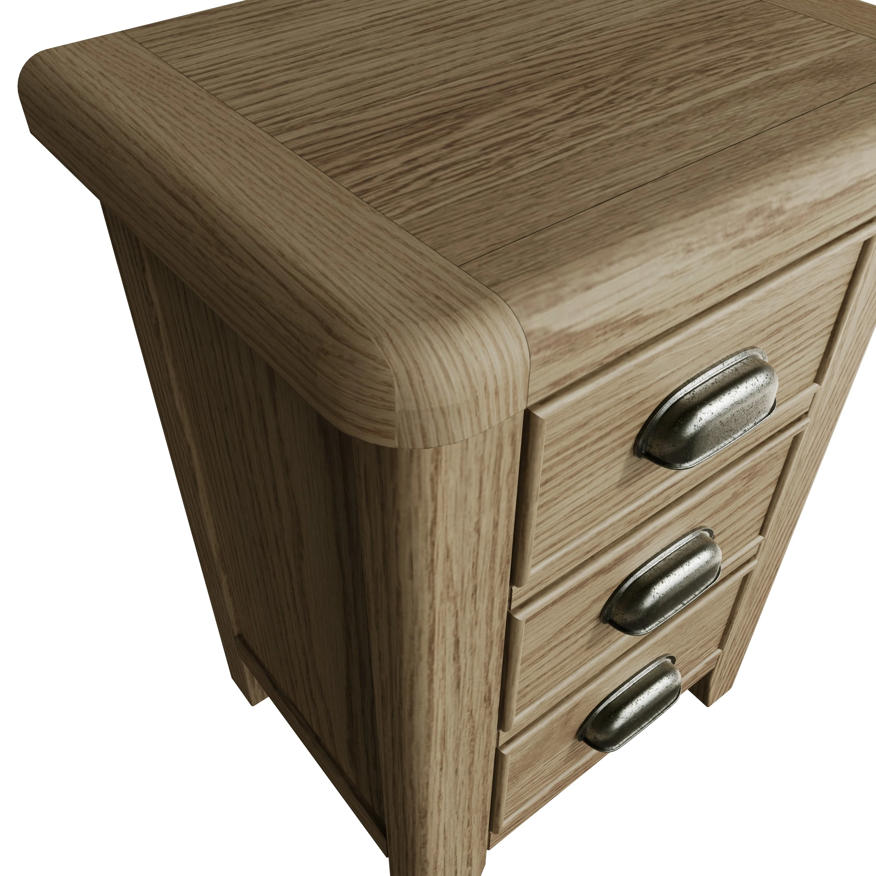 Rusper Oak 3 Drawer Bedside Table - Image 5