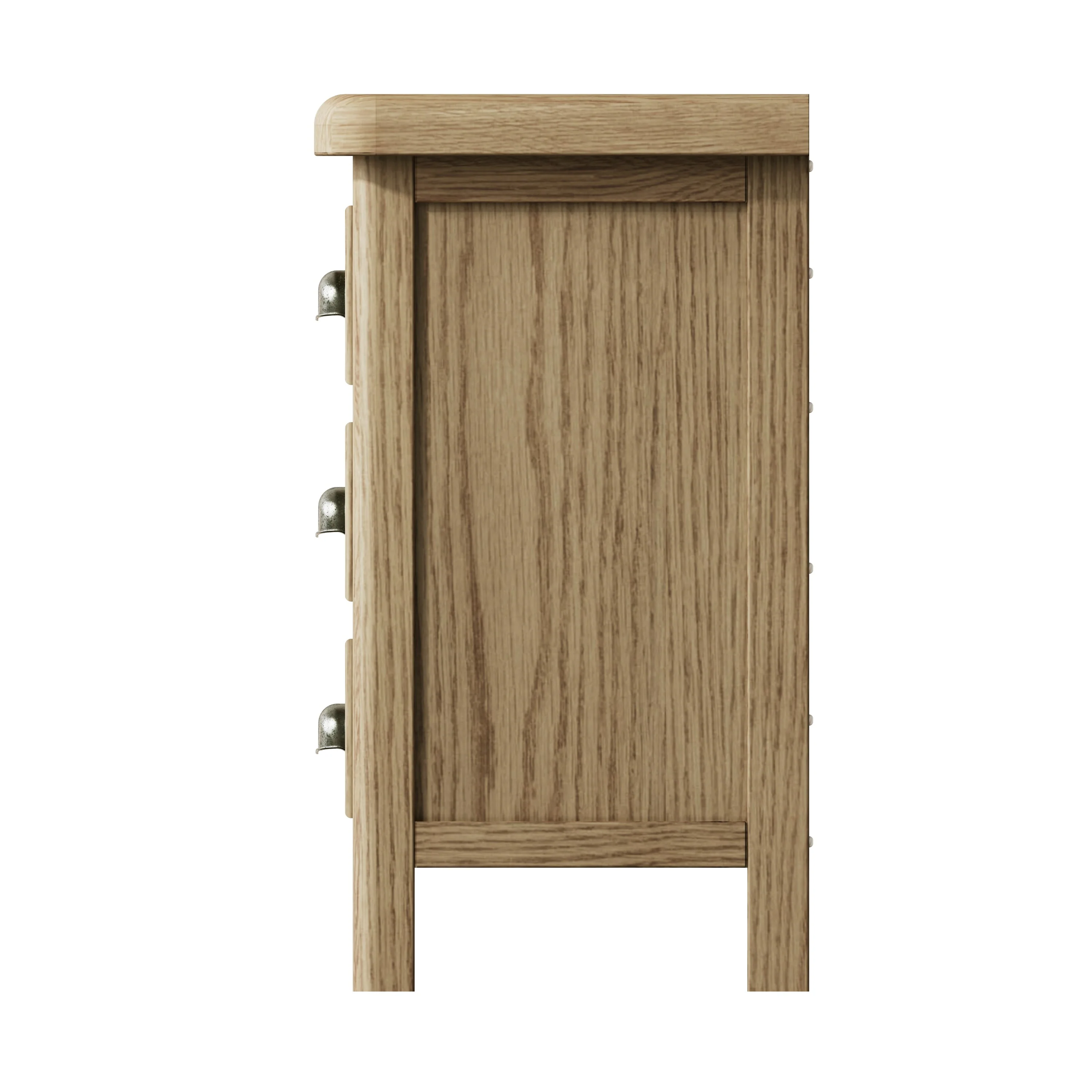 Rusper Oak 3 Drawer Bedside Table - Image 8