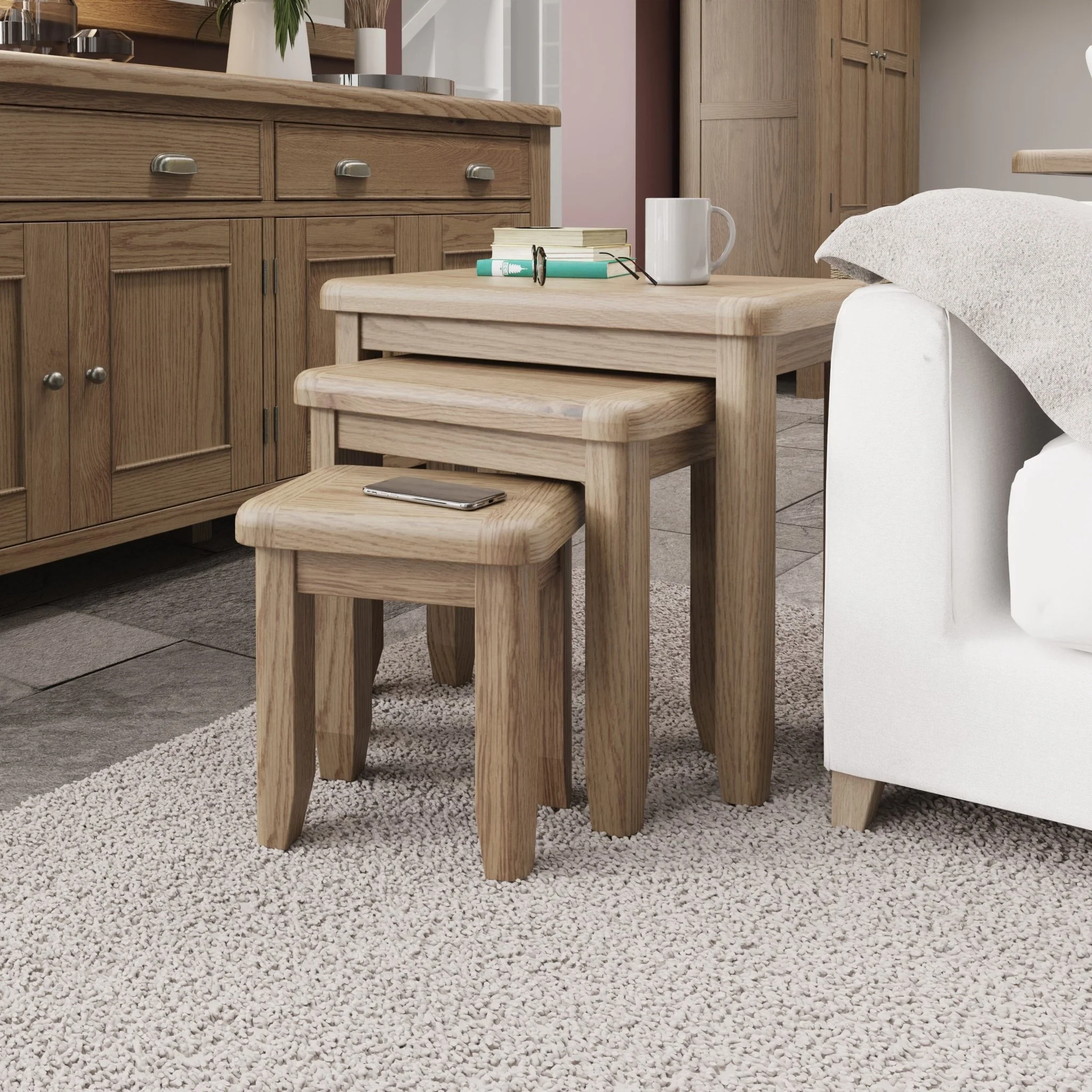 Rusper Oak Nest Of 3 Tables - Image 2