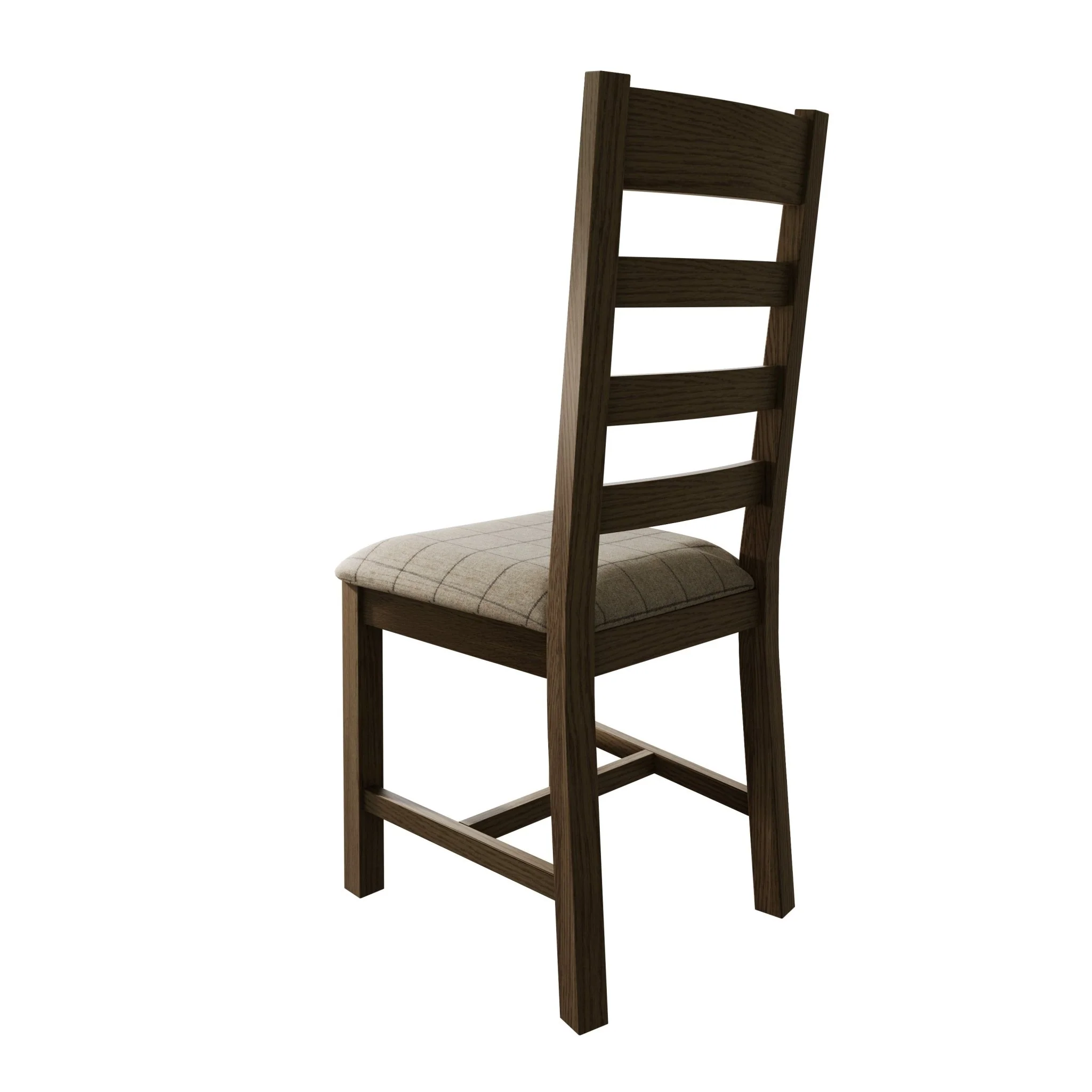 Rusper Oak Slatted Fabric Dining Chair - Natural Check (Pair) - Image 7