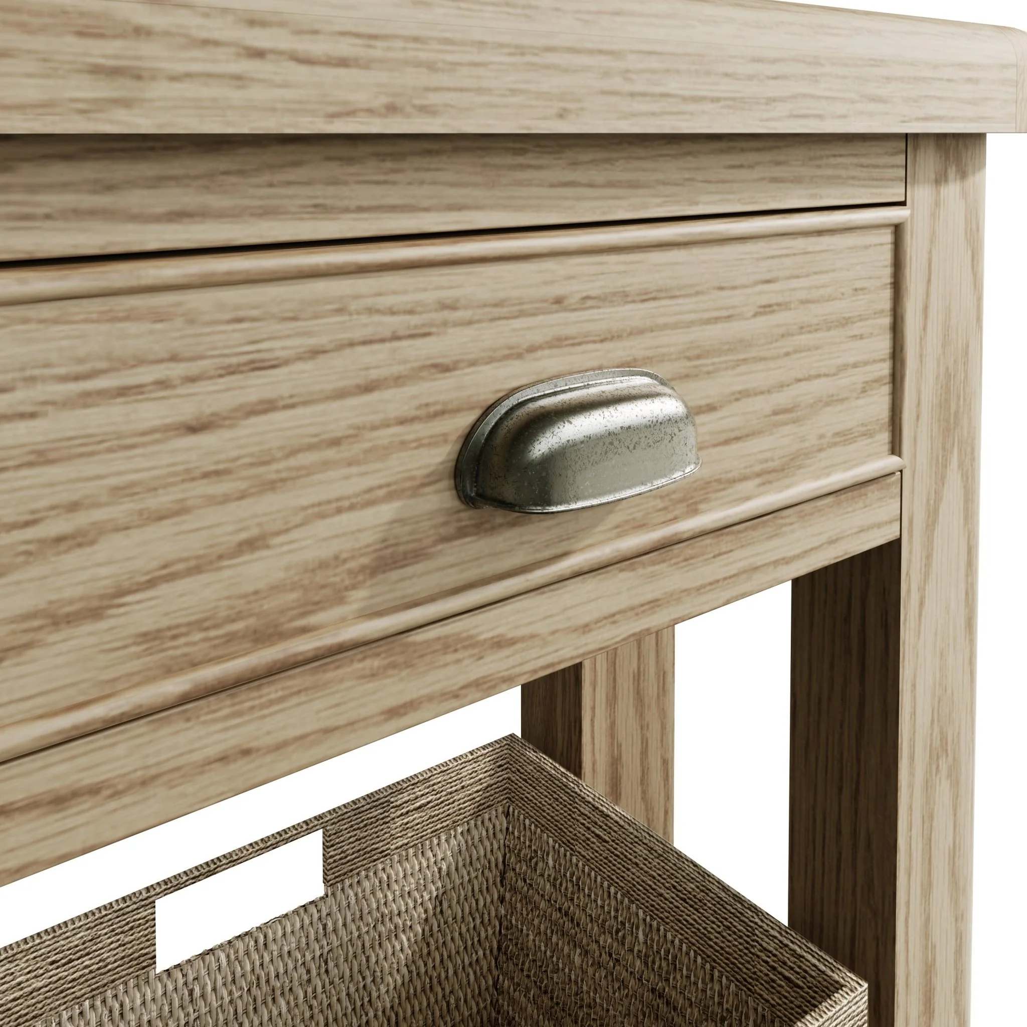Rusper Oak Telephone Table with Basket - Image 6