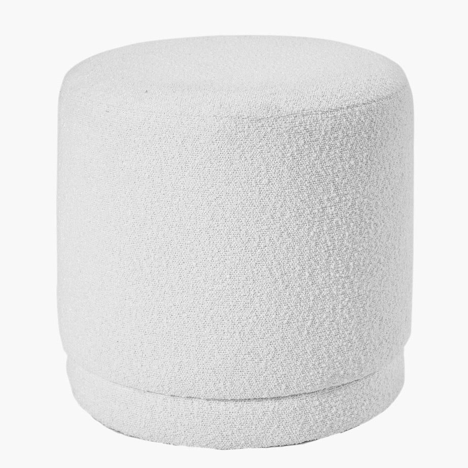 Sassari Boucle Fabric Pouffe - White - Image 3