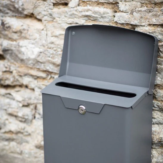Shipton Steel Post Box - Charcoal Grey - Image 2