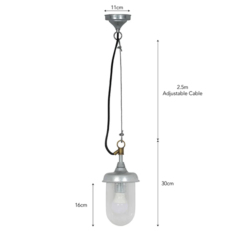 St Ives Harbour Outdoor Pendant Light - Galvanised Steel - Image 4