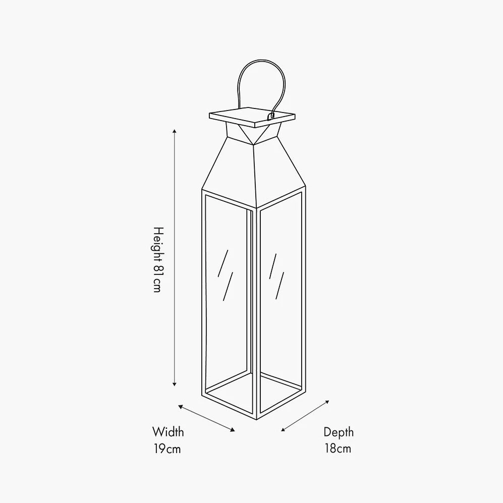 Tall Black Stainless Steel Glass Lantern - Medium - Image 11