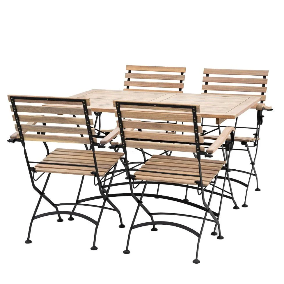Valetta Folding 4 Seater Dining Set - Natural - Image 4