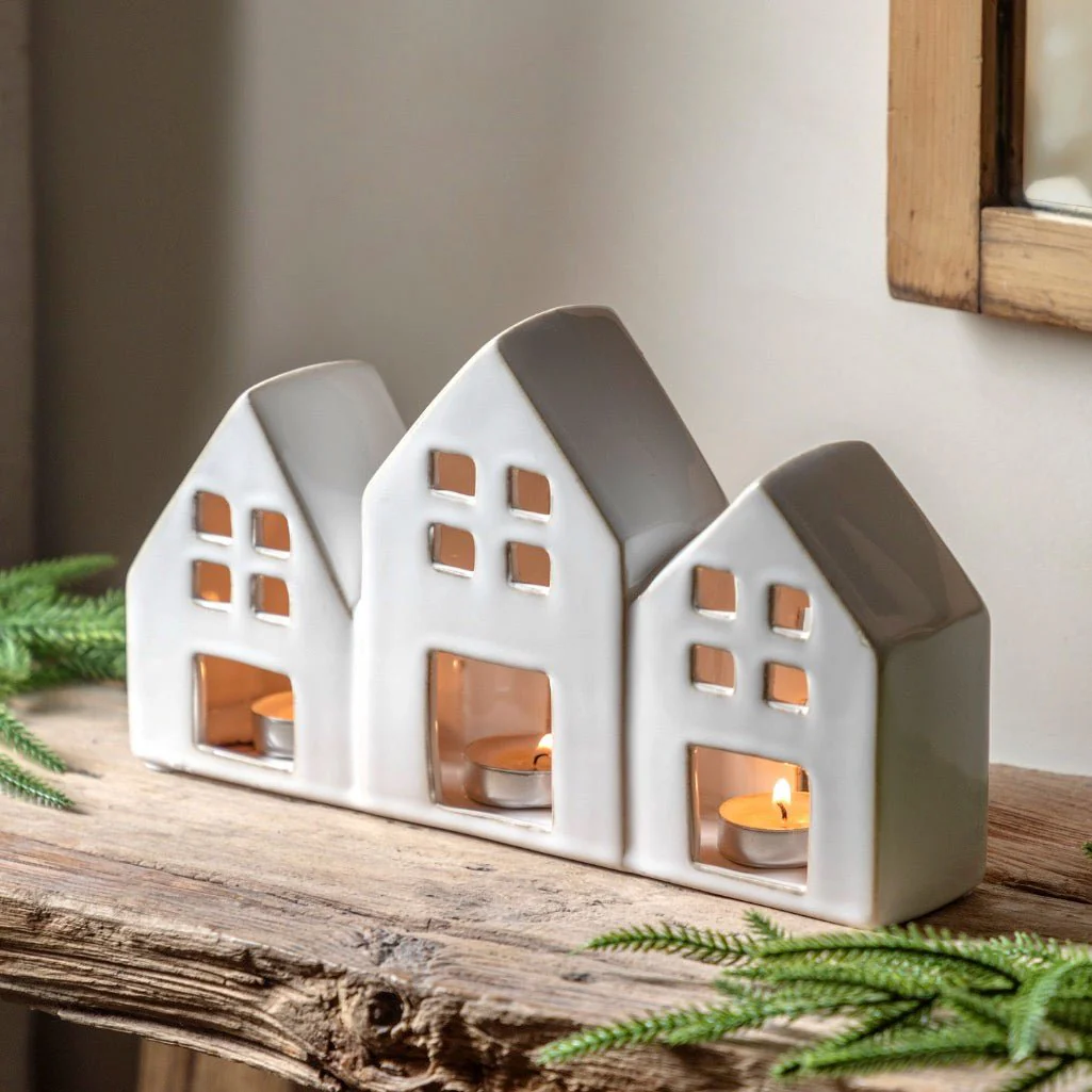 White Houses Ceramic Tealight Holder - Image 2