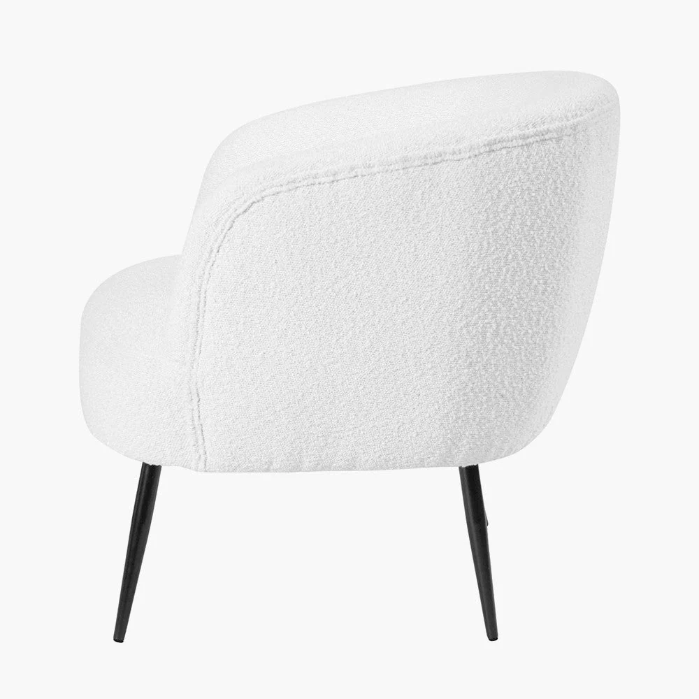 White Boucle Tub Chair with Black Legs - Image 3