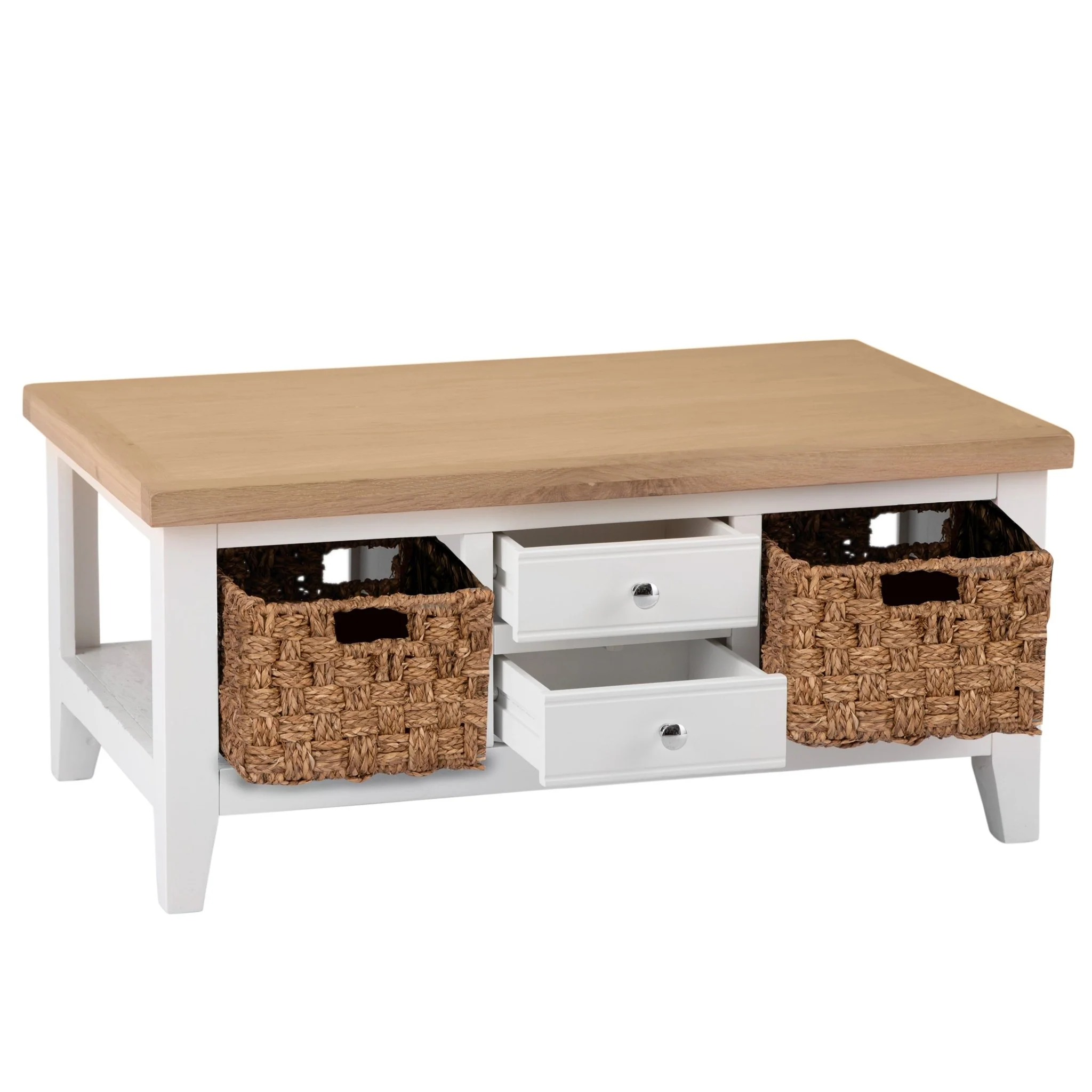 Windsor White Coffee Table with Baskets - Image 4