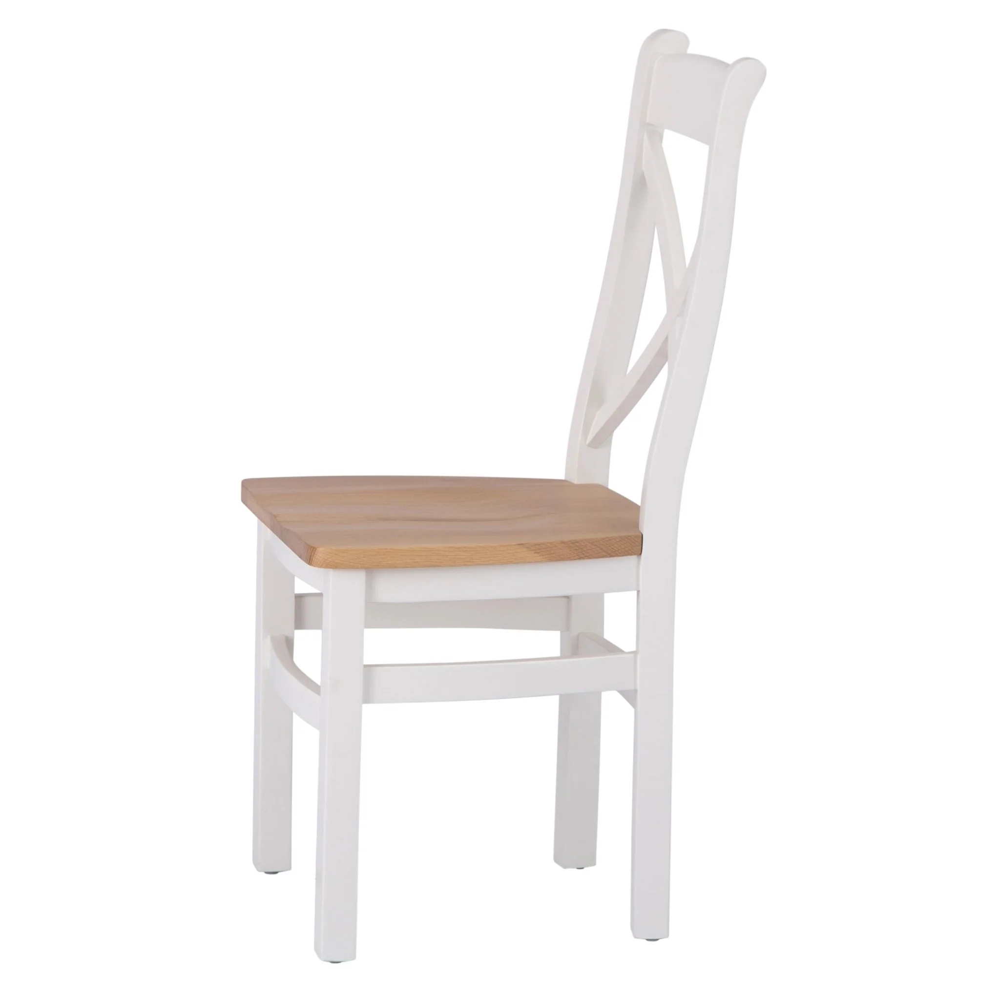 Windsor White Cross Back Chair Wooden Seat (Pair) - Image 5