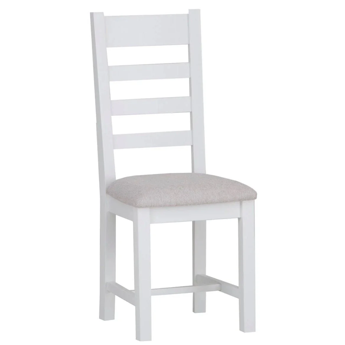 Windsor White Ladder Back Chair - Fabric Seat (Pair) - Image 2