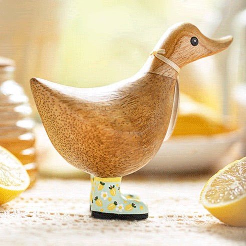 Wooden Ducky in Welly Boots - Lemon Print - Image 2